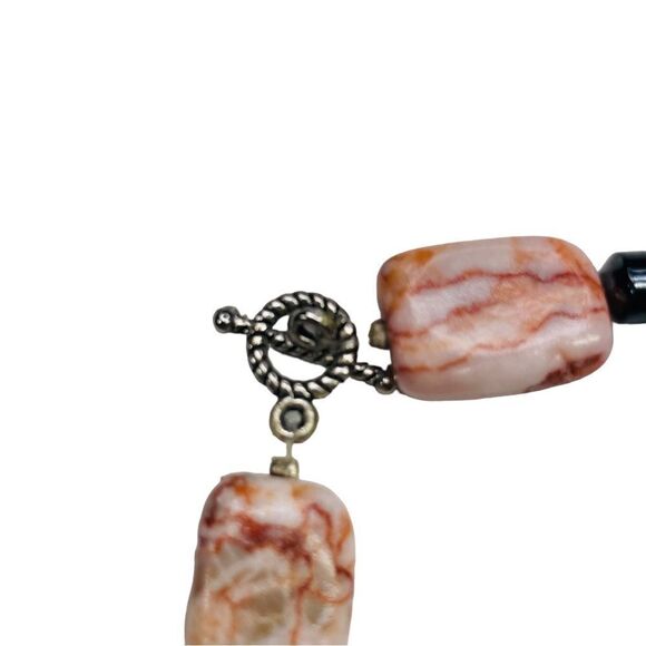 Handmade Pink Marble Jasper Toggle Bracelet with Hematite - Picture 4 of 10